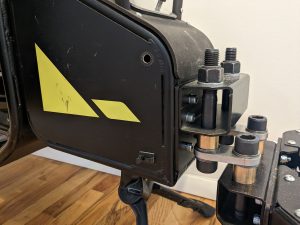 The trapezoid hinge that makes the ADV1 stable at high speeds, yet maneuverable at low speeds.